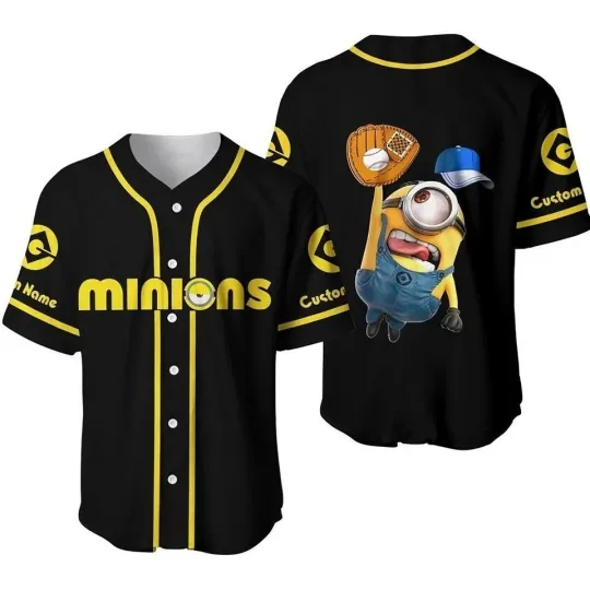 Discover Personalized Minions 3d Baseball Jersey Shirt Halloween Gift Christmas Gift 3D