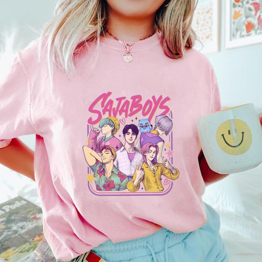 Discover Sajaboys Anime Style T-Shirt, Cute K-Pop Inspired Boys Graphic Tee