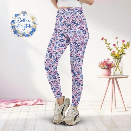 Discover Stitchh and Purple Flowers Legging, Disneyyy Women Legging, Disneyyy Gift