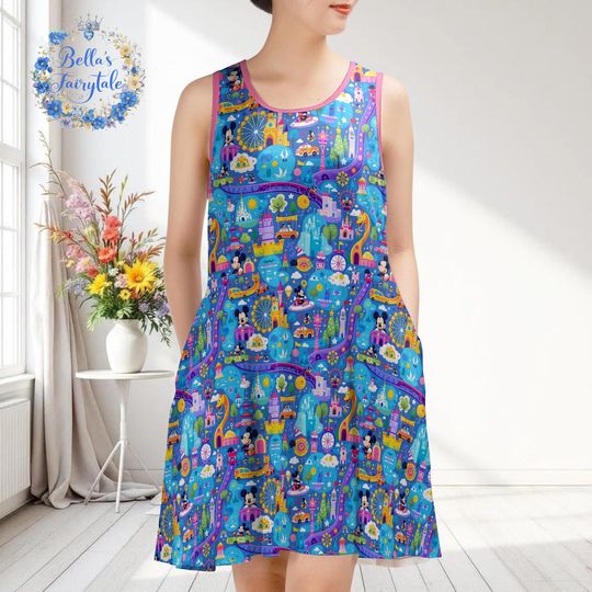 Discover Mickeyy in Disneyyy Park Sleeveless Tank Dress, Disneyyy Tank Dress