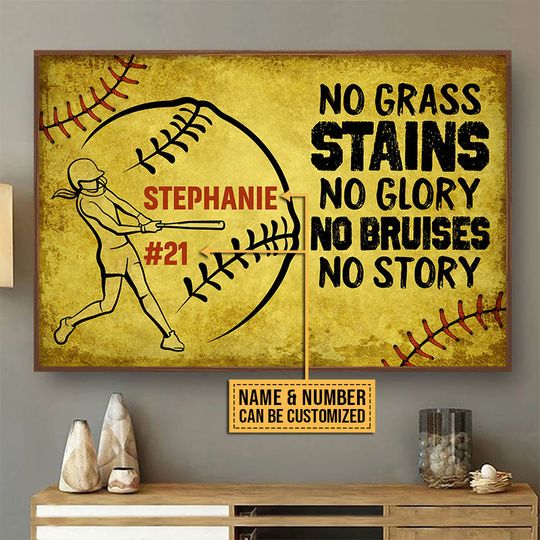 Discover Personalized Softball No Grass Stains Customized Poster