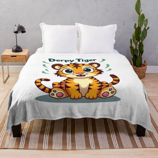 Discover derpy tiger,Kawaii Tiger Hoshi: Adorable Gift for Seventeen Fans & K-Pop Lovers Throw Blanket