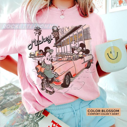 Discover Retro Mickeyy & Minniee Classic Car Shirt, Vintage Disneyyy Mickeyy