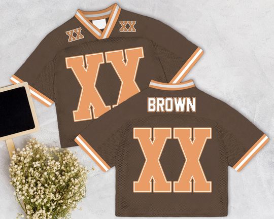 Discover Custom Name And Number Natural Brown Mesh Football Jersey, Concert Jersey