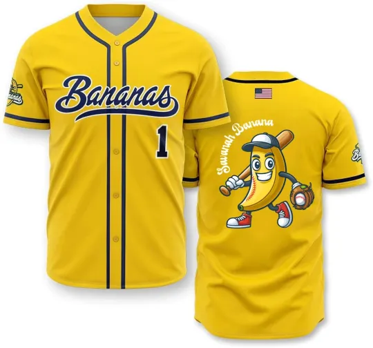 Discover Pride Savannah Bananas #1 Baseball Jersey New AOP Funny