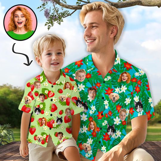 Discover Custom Face Hawaiian Shirts, Personalized Dogs Shirts, Dad Shirt,