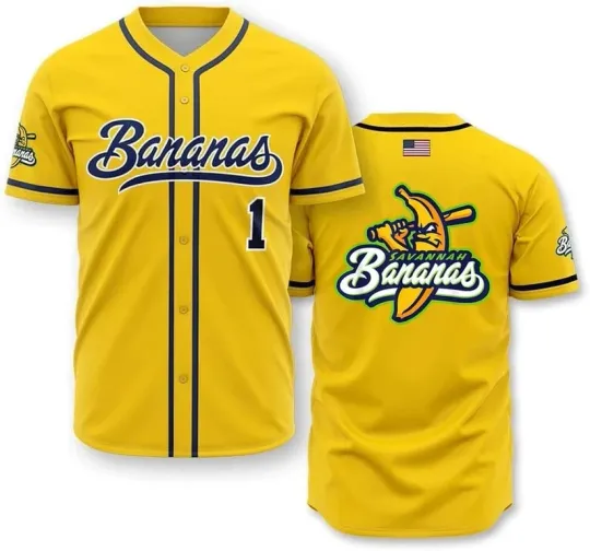 Discover Collection Savannah Bananas Baseball Jersey Team AOP 3D Yellow