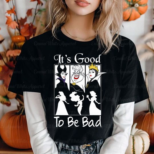 Discover Disneyyy Villains It's Good To Be Bad Panel T-Shirt, Family Halloween Costume Matching Shirt