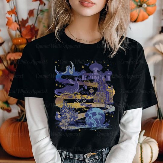 Discover Disneyyy Villains Map T-Shirt, Bad Witch Disneyyy T-Shirt, Family Vacation T-Shirt, Happy Halloween Family T-Shirt