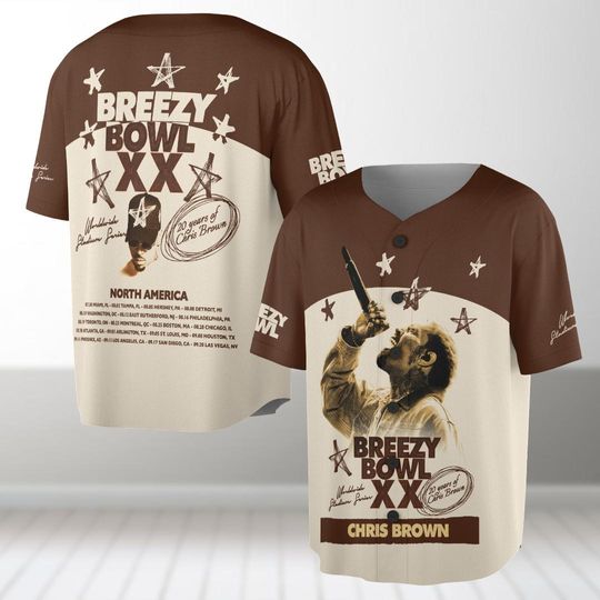 Discover Chris Brown Breezy Bowl XX Baseball Jersey, Chris Brown Album Baseball Shirt, Chris Brown Fan Gift, Chris Brown Merch Jersey Shirt