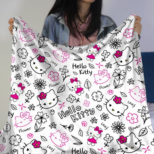Discover Hello Kitty Fleece Blanket  Cute Pink Throw for Girls, Baby, or Gift  Soft Cozy Blanket for Bed & Couch  Hello Kitty Blanket Gift