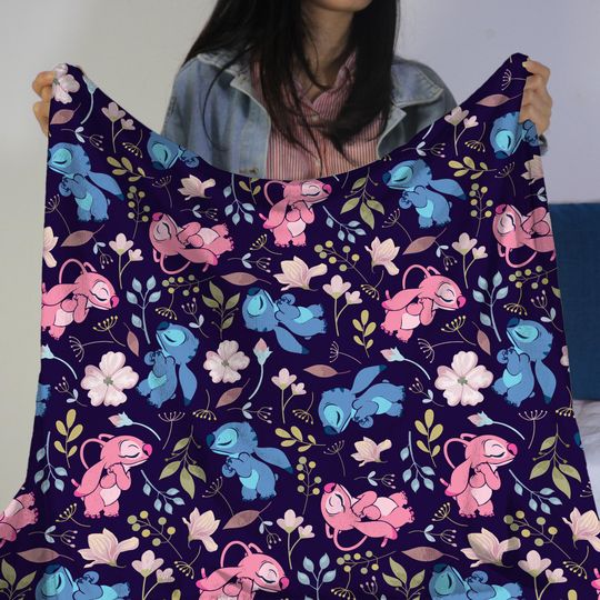 Discover Stitchh Fleece Blanket  Home Decor Angel Blanket  Cute Floral Throw Blanket