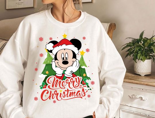 Discover 2025 Mickeyy Merry Christmas Party Sweatshirt Disneyyy Christmas Family Shirt Magicc Kingdom Holiday Gift Disneyyy Xmas Disneyyland Merry Xmas