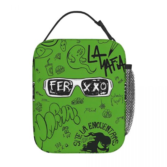 Discover Feid Ferxxo Insulated Lunch Bag Cooler Bag Reusable Meal Container Logo 90s Rapper Lunch Bags