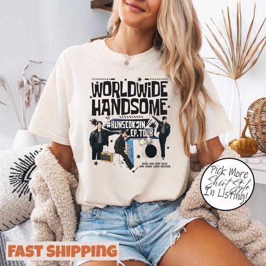 Discover Worldwide Handsome Tour Shirt, Jin BTS Shirt, RunSeokJin Tee, Jin Wordwide Handsome 2025