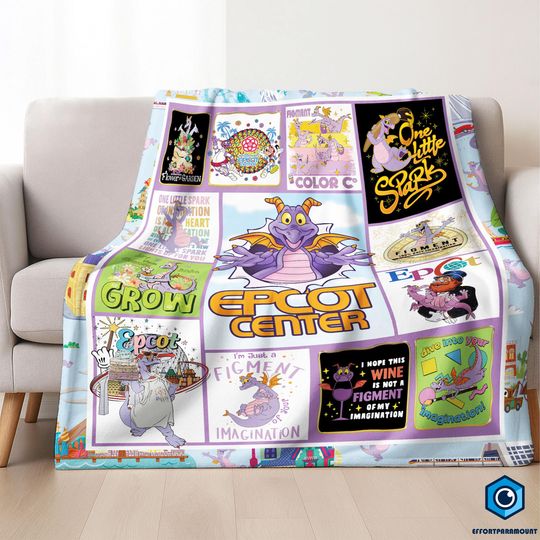 Discover Figment Epcot Festival Of Arts Sofa Throw Blanket | Fleece Blanket | Throw Blanket | Sofa Blanket | Figment Blanket | Purple Dragon Blanket
