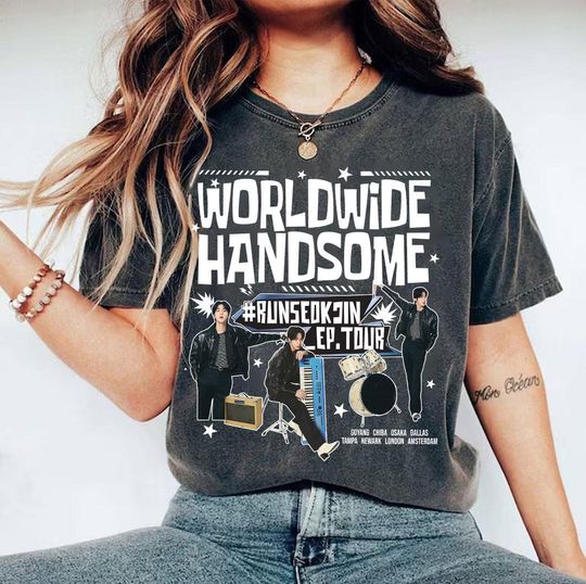 Discover Comfort Color Worldwide Handsome Tour Shirt, RunSeokJin Tee, Jin Wordwide Handsome 2025 Tee, Kpop BTS Shirt, Jin Worldwide Tour 2025 Shirt