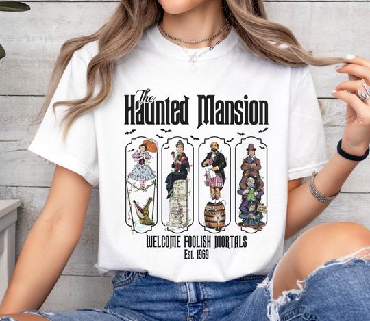 Discover Disneyyy Hauntedd Mansionn Christmas Lights Welcome Foolish Mortals Shirt