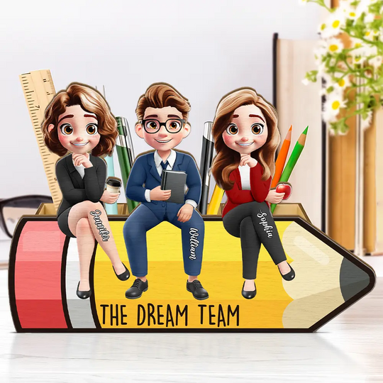 Discover he Dream Team - Personalized Wooden Pen Pencil Holder