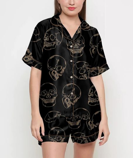 Discover Halloween Gifts, Halloween Shirt, Skeleton Pajama Satin Set