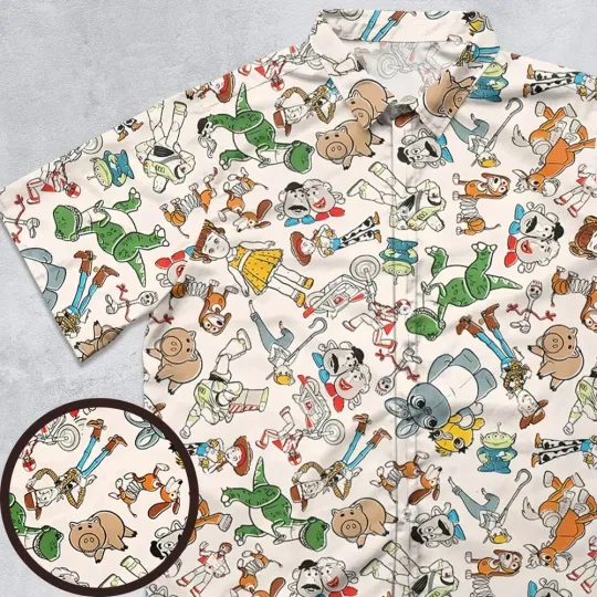 Discover Toy Stories Toss Pattern Button Down Shirt, Summer Shirt