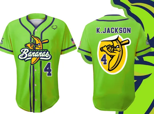 Discover NEW POPULAR Savannah Bananas #4 Jackson Baseball Jersey GREEN All Size TMB5646