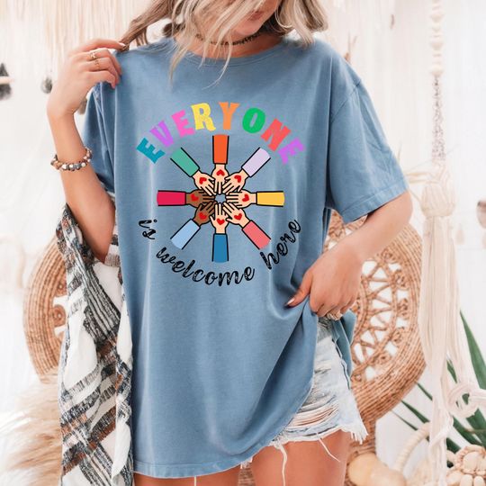 Discover Everyone Is Welcome Here Idaho Teacher Shirt, Inclusion Equality T-shirt