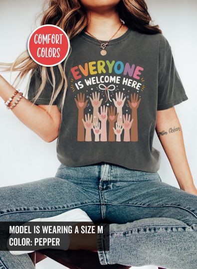 Discover Everyone Is Welcome Here Shirt Idaho Teacher Shirt, Anti Maga Shirt, Back To School Shirt