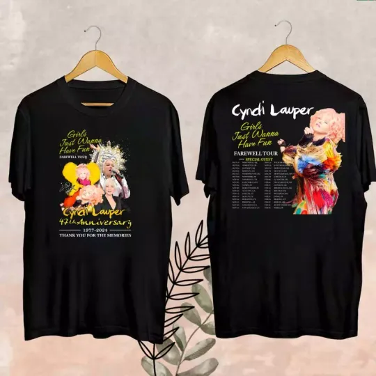 Discover Cyndi Lauper Girl Just Wanna Have Fun Farewell Tour 2024 T-Shirt, Cyndi Lauper F