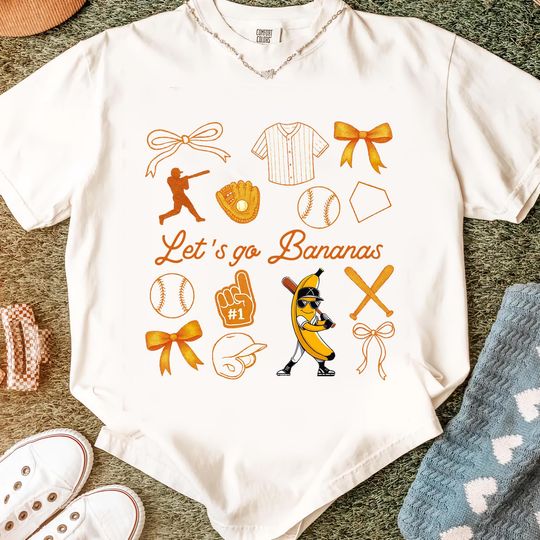 Discover Let's Go Bananas Shirt, Retro Baseball T-shirt, Game Day T Shirt