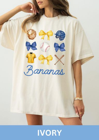 Discover Banana Bow Shirt, Baseball Shirt, Baseball Bow, Baseball Season