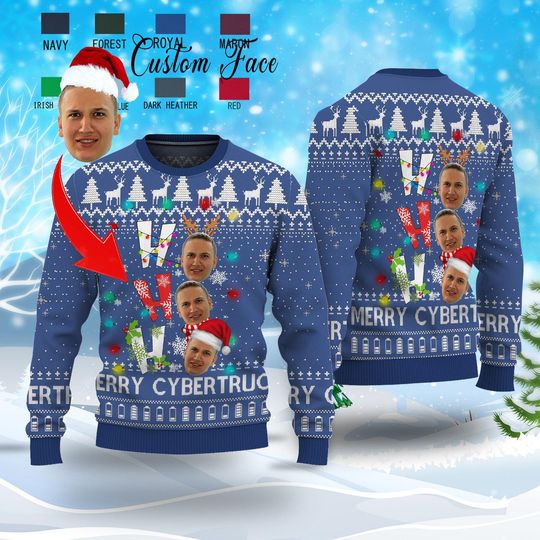 Discover Ho Ho Ho Personalized Ugly Christmas Face Sweater