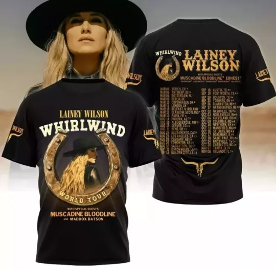 Discover Collection Lainey Wilson Whirlwind World Tour 2025 t-shirt 3D