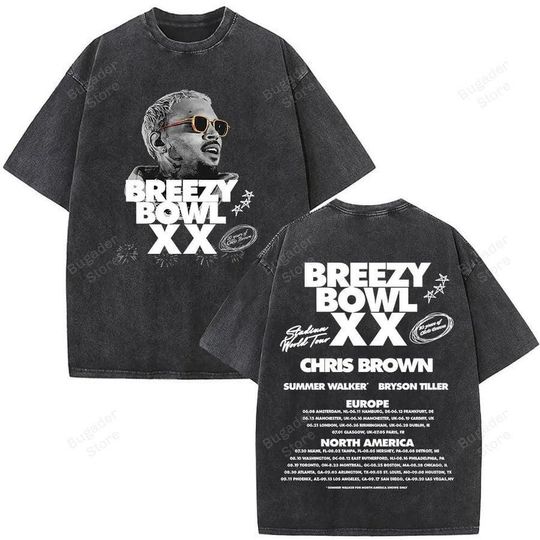 Discover Chris Brown Shirt, Chris Brown Album Shirt, Breezy Bowl XX Tour 2 Sided Tee, Chris Brown Merch Shirt, CB Tour 2025 Shirt, Breezy Bowl Tee