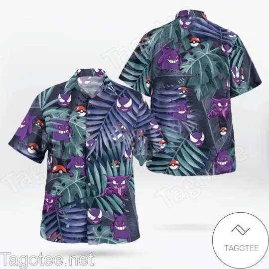 Discover Gengar Evolution PKM Hawaiian Shirt, Short Sleeve Hawaiian Shirt For Men