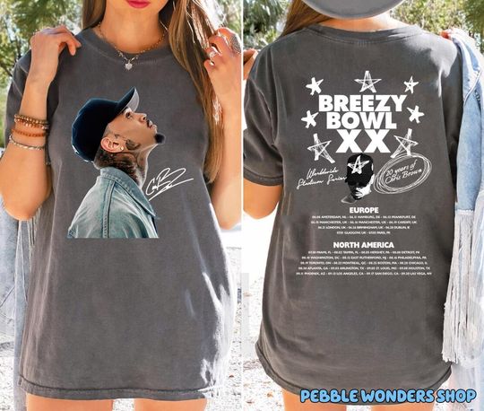 Discover Chris Brown Concert Shirt, Chris Brown Tour Breezy Bowl XX Tour 2 Sided, Chris Brown, Chris Brown Album Tee, Chris Brown Merch, Breezy Shirt