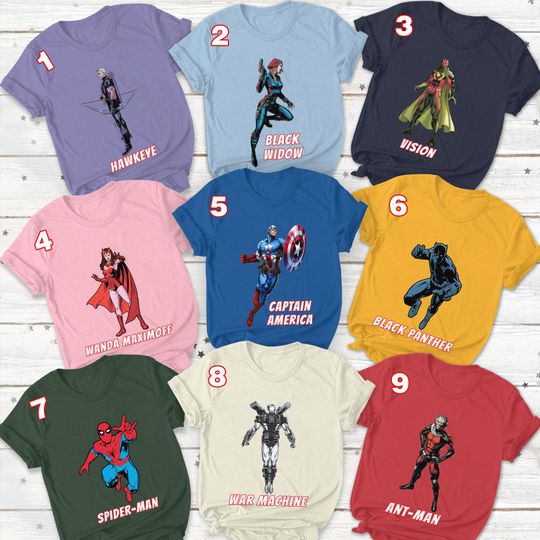 Discover Superhero Characters Shirt, Disneyyland Group Shirt, Custom Avengerss Shirt, Avengerss Birthday Shirt, Disneyyy Family Vacation Shirt, MTA446