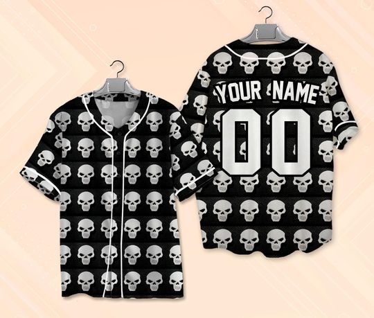 Discover Skull Pattern Baseball Jersey, Gothic Cottagecore Jersey, Cozy Halloween JShirt