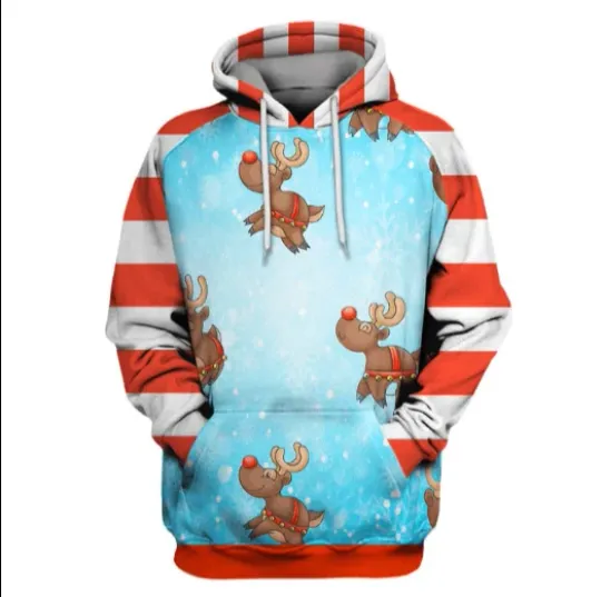 Discover Reindeer Christmas Elk Hoodie 3D All Over Print