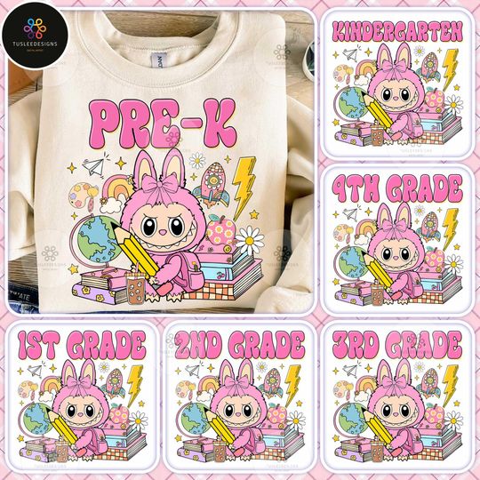 Discover Cartoon School Grade PNG Bundle, Monster Doll Toy, School Designs, Pencil Teacher PNG, Back To School 1st-3rd Grade PNG
