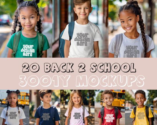 Discover 20 Back To School T-Shirt Mockup Bella Canvas Child Teen JPG