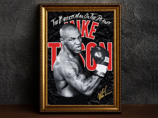 Discover Mike Tyson Autographed Poster Boxing Print / Motivational Wall art / Home Gym Deco / Boxing Legend wall art / Inspirational Art / Man gift