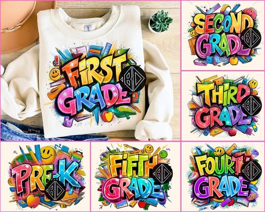 Discover School Grade Bundle PNG, Back to School, Kindergarten, School Level, First Day of School, Retro School