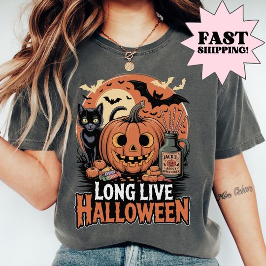Discover Comfort Colors Halloween Shirt, Halloween Ghost Cat Shirt, Black Cat Spooky Shirt, Ghost Shirt, Cute Ghost Boo Fall Pumpkin Costume Tshirt