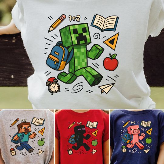 Discover Minecraft Inspired Back To School Digital Print Bundle, Gamer Boys PNG, Preppy Back To School PNG, First Day Of School PNG, Teacher School PNG