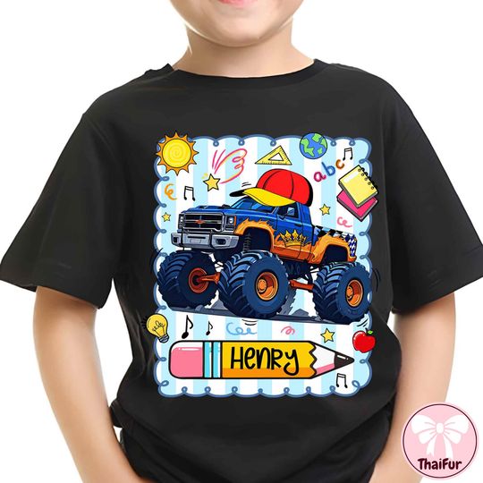Discover Custom Back to School Boys Png, First Day of School Png, Boy School Png, Monster Truck Png