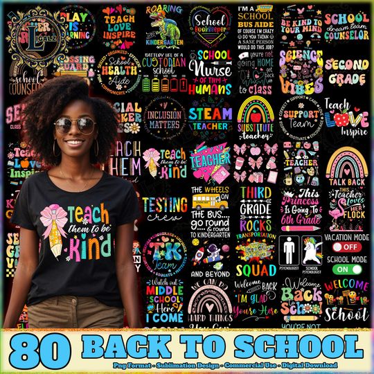 Discover 80 Digital Back To School PNG Files Bundle Kindergarten First Day Grade Designs Commercial Use Digital Download