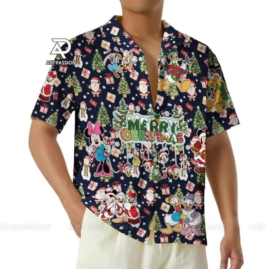 Discover Disneyyy Merry Christmas Hawaiian Shirts Mickeyy Minniee Button Disneyyland Vacation