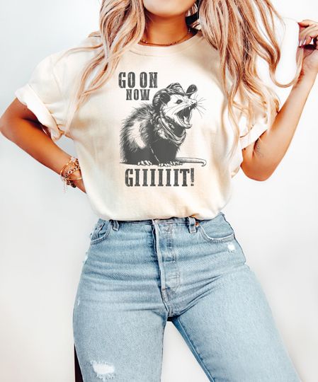 Discover Cowboy Opossum Shirt, Go On Now Git Shirt, Western Opossum Tee, Funny Cowboy Shirt, Animal Lover Gift, Cowboy Lover Shirt