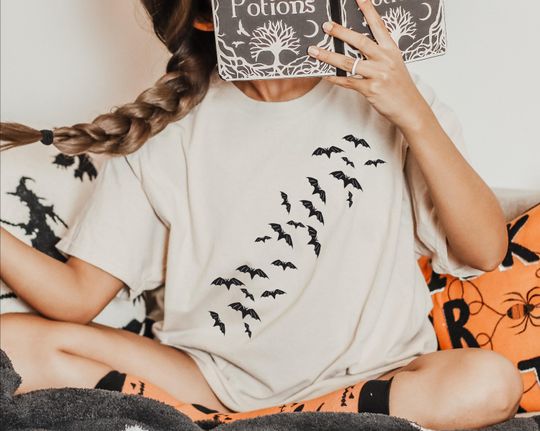 Discover Halloween T-shirt, Halloween Bats Swarm Shirt